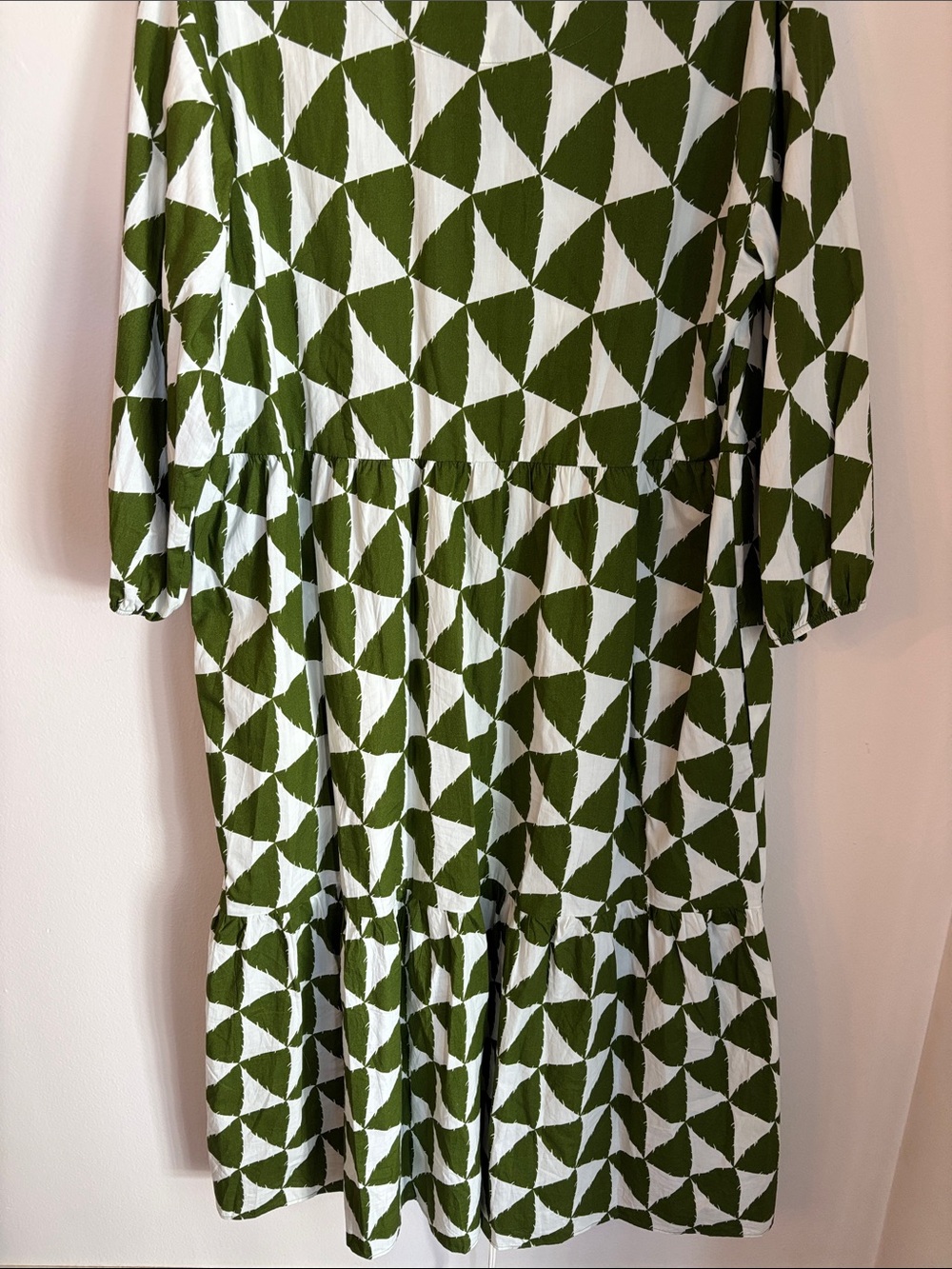 Maeve Anthropologie Bettina tiered shirt dress Midi maxi Dress geometric large - Picture 13 of 15